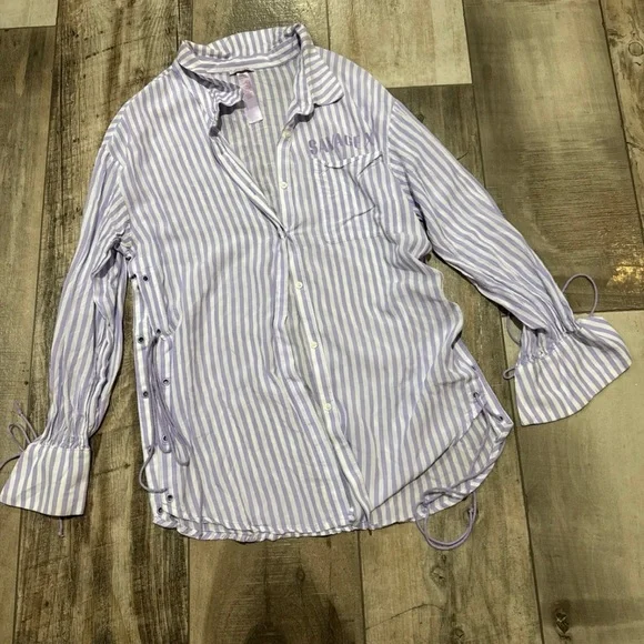 Savage x fenty purple stripe sleep shirt - Picture 1 of 4